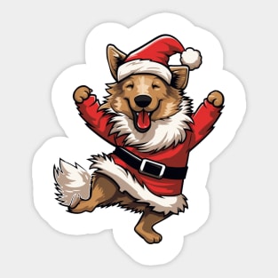 Cartoon Christmas Shetland Sheepdog Dancing Sticker